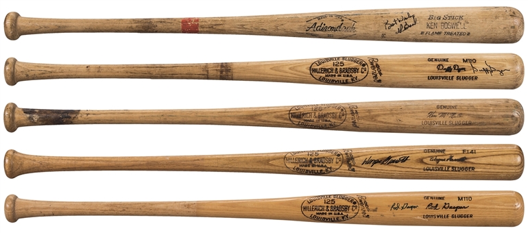 Lot of (5) 1970s Game Used/Issued/Ready & Signed Bats Including Gossage (Signed By Duffy Dyer), Boswell, McMullen (Unsigned), Gaspar and Garrett (PSA/DNA & Beckett)